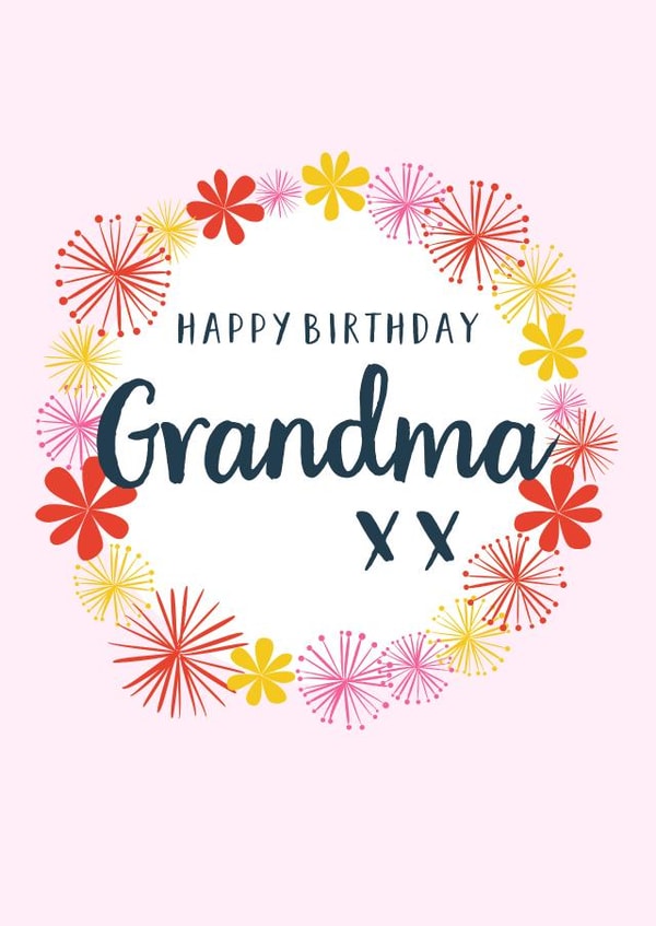 Pretty Birthday Card - for Grandma - Ring of Flowers created by Claire Giles