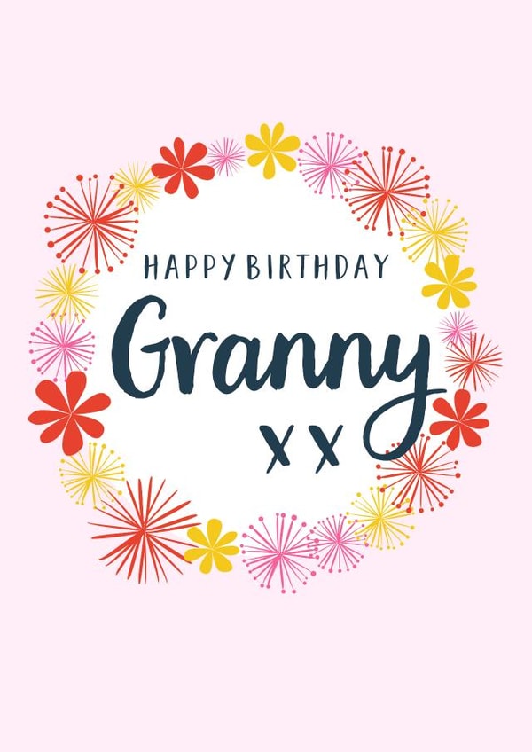 Pretty Birthday Card - for Granny - Ring of Flowers created by Claire Giles