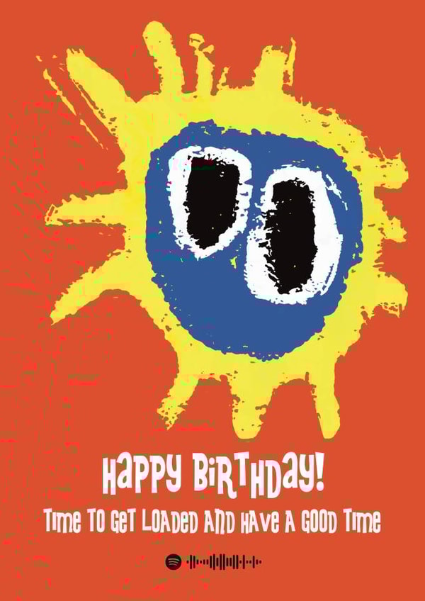 Cool Birthday Card - 90s Music - Primal Scream created by Choo Choo 