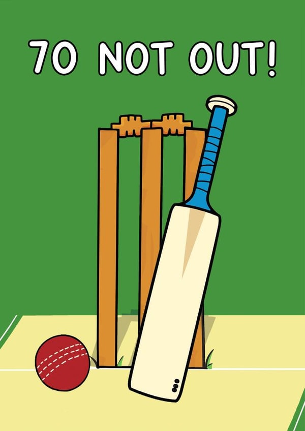 Funny Birthday Card - Cricket - 70th created by Of Life & Lemons Ltd.