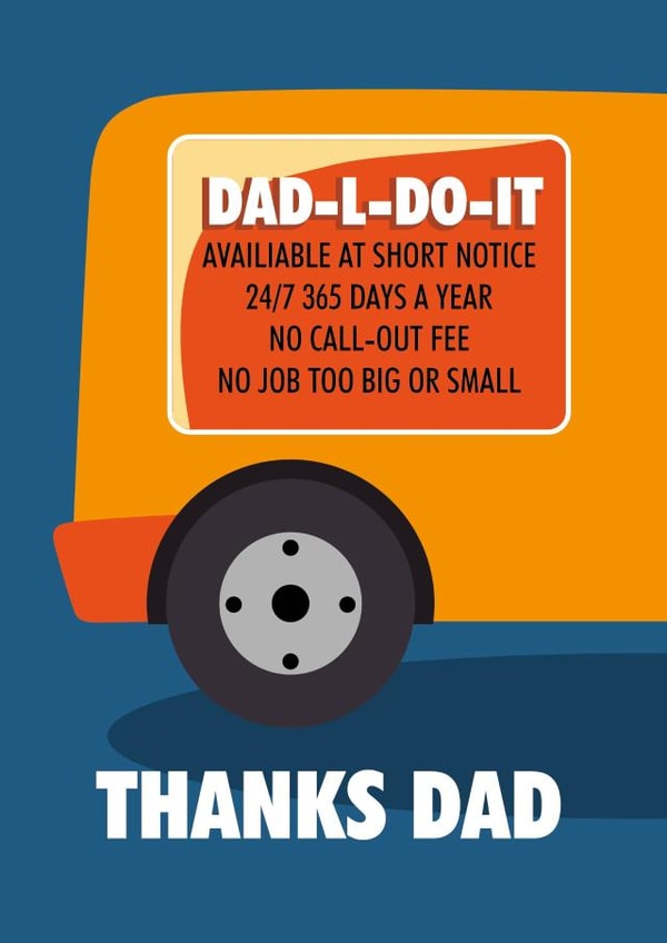 Cute Fathers Day Card - Thanks Dad Handyman - Rescue created by Afewhometruths