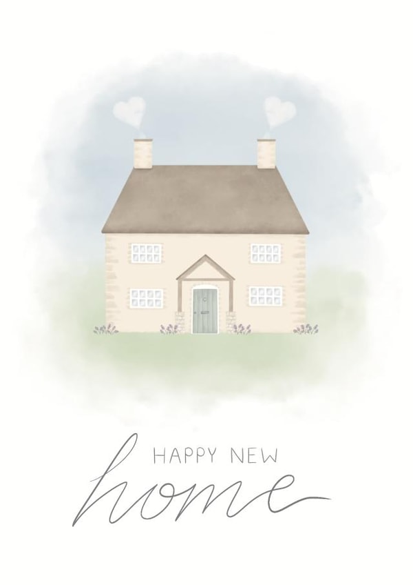 Happy New Home - Watercolour Cotswold Cottage - Housewarming Card created by The Orchard Embroidery Co.