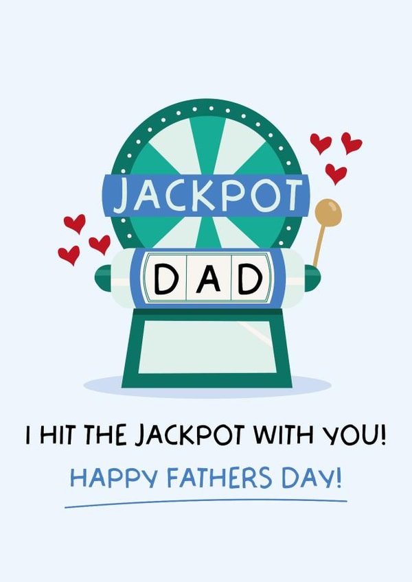 Cute Father's Day Card - For Dad - Hit the Jackpot created by Puns and Needles