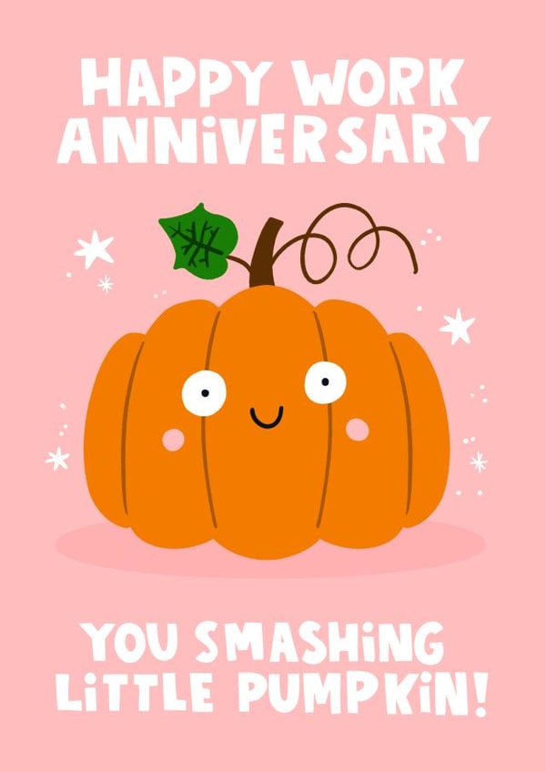 Cute Friendship Card - Pumpkin - Work Anniversary created by Lucy Maggie Designs