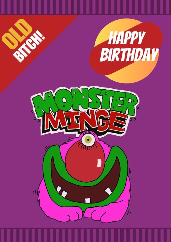 Funny birthday card for the crisp lover in your life - Monster Minge created by The Hillmo's