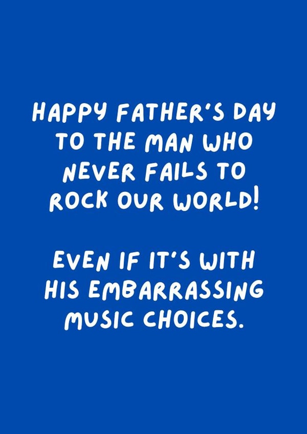 Funny Father's Day Card - Embarrassing Dad - Music Choices created by Original Fox Cards