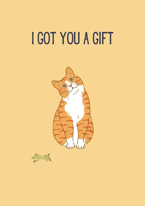 Cute Ginger Cat - Birthday Card - I Got You A Gift created by Sun & Stars