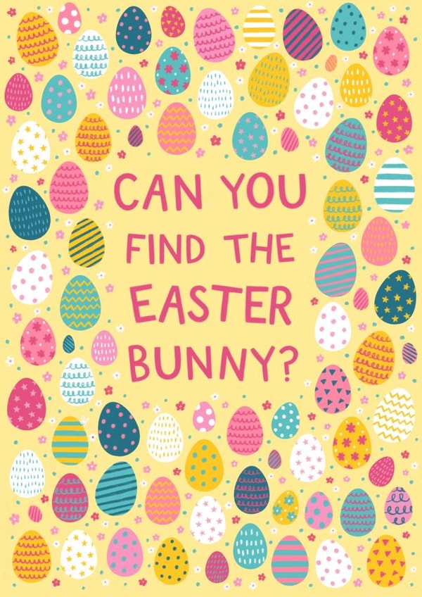 Cute Easter Card - Brainteaser - Can you find the Easter Bunny? created by Pear Tree Press
