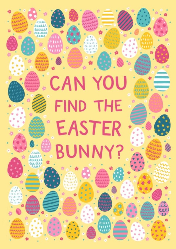 Cute Easter Card - Brainteaser - Can you find the Easter Bunny? created by Pear Tree Press