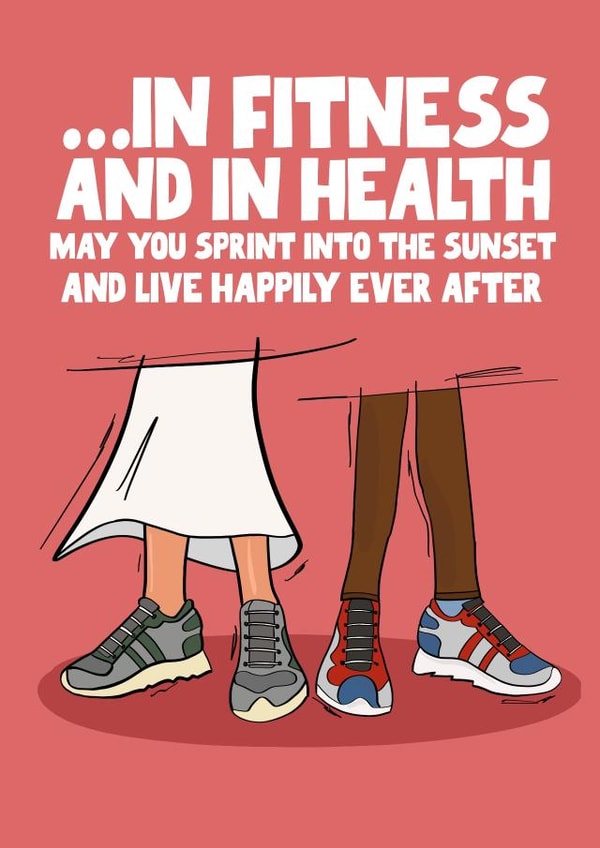 Funny Wedding Card - Fitness Couple - Sporty - Running created by Pickled Prints