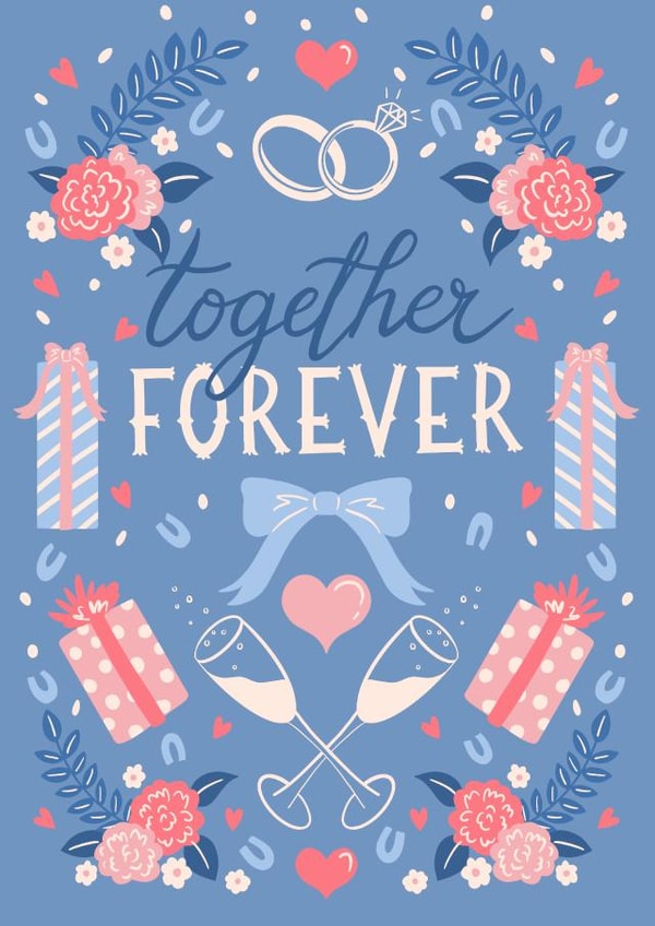 Pretty Wedding Card - Together Forever - Blue Bow Wedding Card created by Jessie Maeve Studio