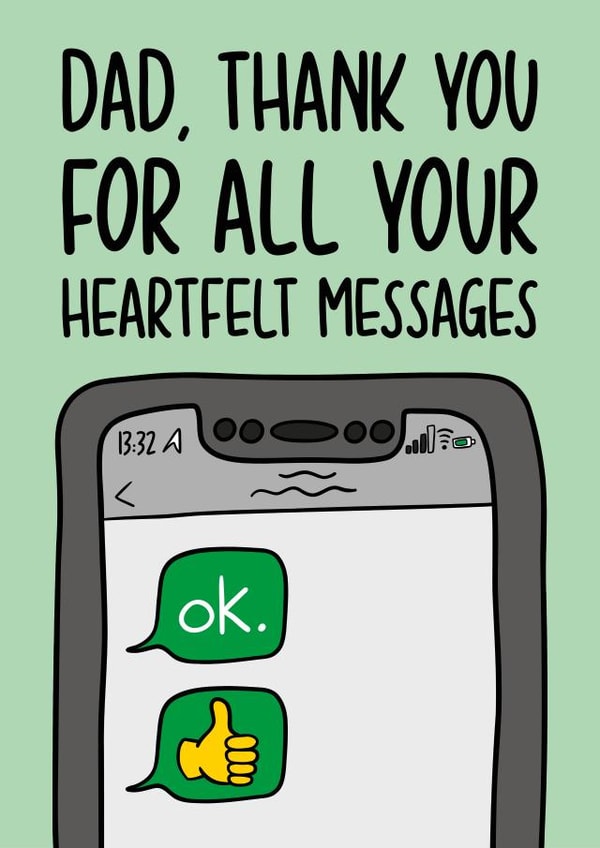Sarcastic Fathers Day Card - Heartfelt Text Messages created by TeePee Creations