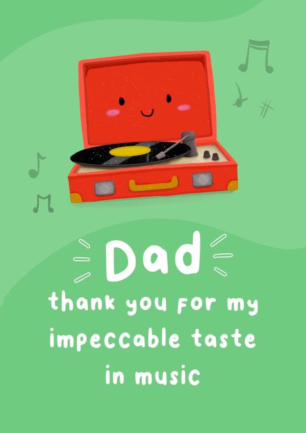 Cute Father's Day Card - Record Player - Impeccable Taste In Music created by Dolli Does Design