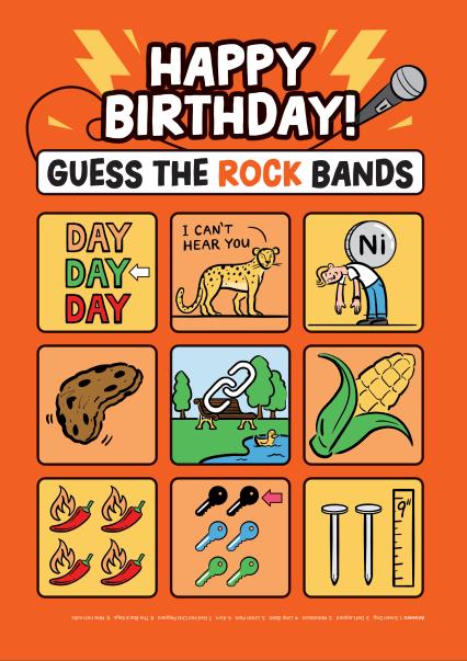 Fun Birthday Card - Guess the Rock Bands - For Rock Music Lover | thortful