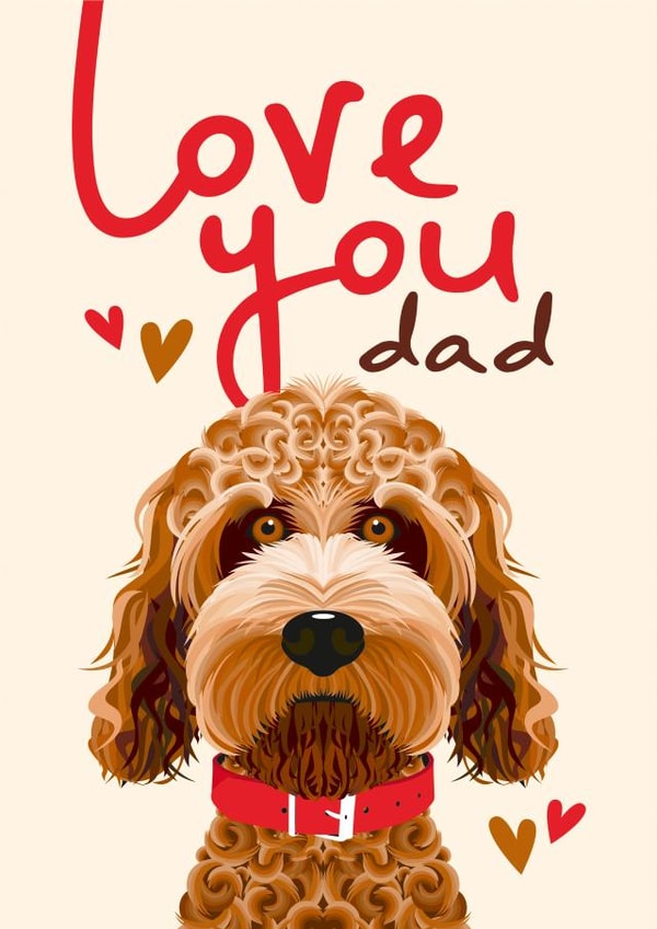 Cute Father's Day Card - From the Dog - Goldendoodle Dog created by Diva Doodle Designs