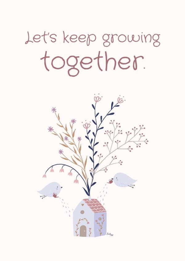 Cute appreciation growth card for spouse, partner, friend - Blooming House created by Borilo Art