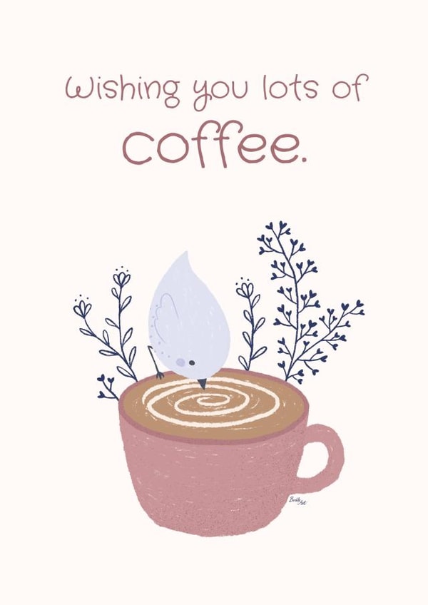 Cute coffee love card for your significant other, friend or family created by Borilo Art