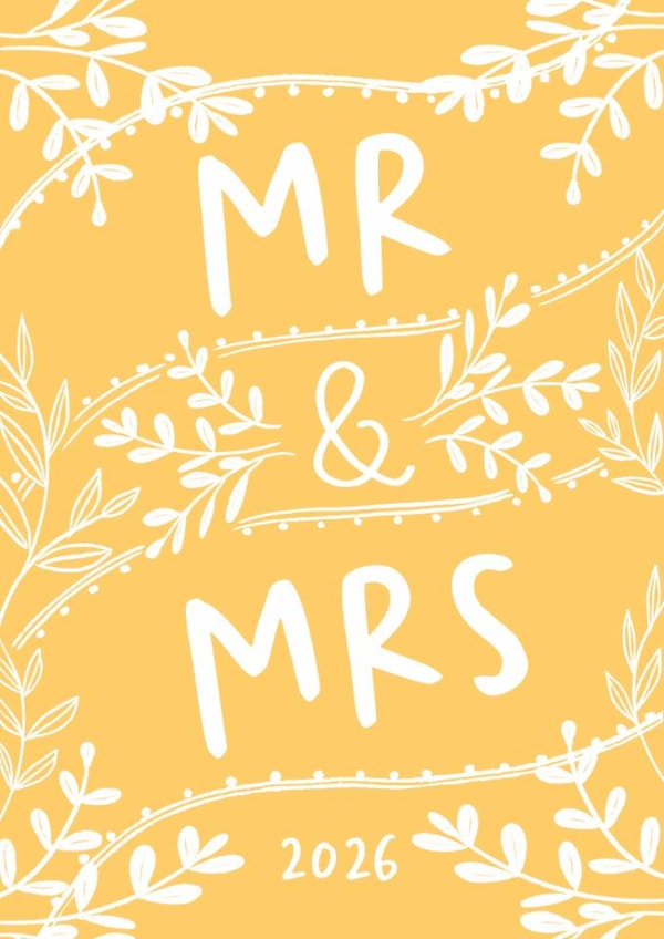 Mr & Mrs Pretty Botanical Wedding or Anniversary card created by patternmuse