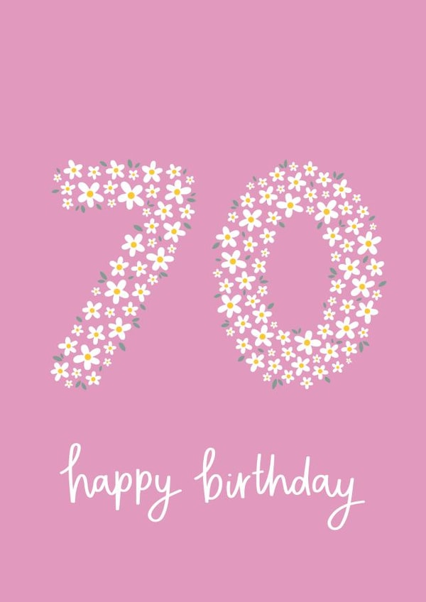 Pretty 70th Birthday Card - Daisies – Floral created by Fliss Muir