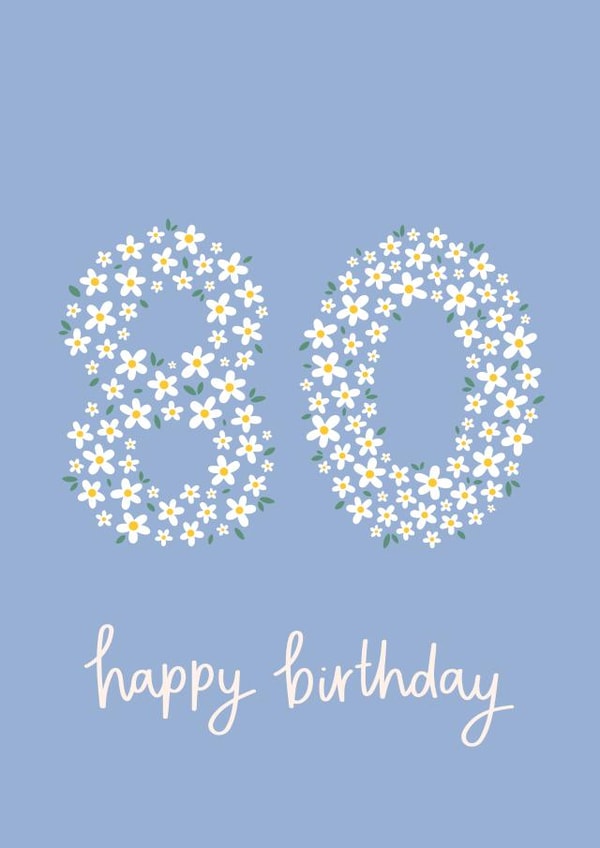 Pretty 80th Birthday Card - Daisies – Floral created by Fliss Muir