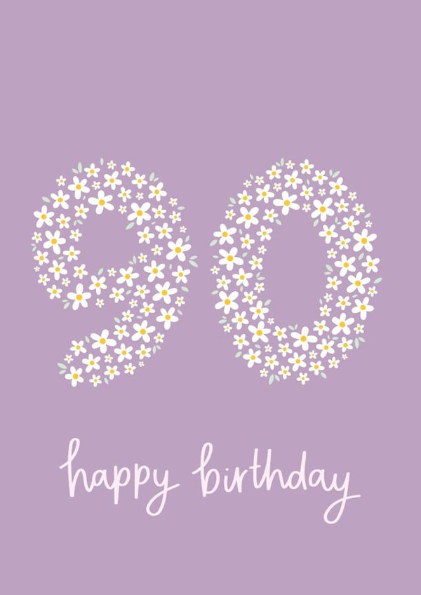Pretty 90th Birthday Card - Daisies – Floral created by Fliss Muir