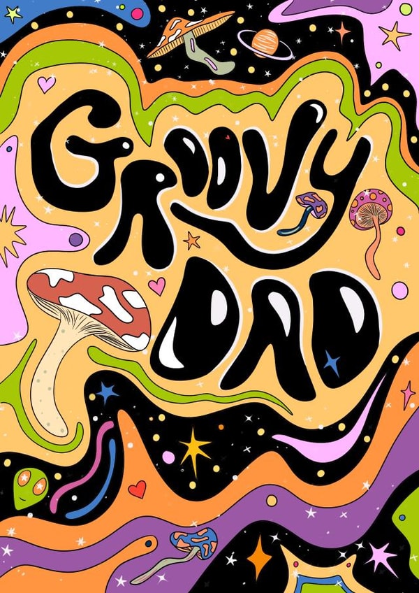 Fun Father's Day Card - Groovy Dad - Acid Trip created by AmySrvc Illustration