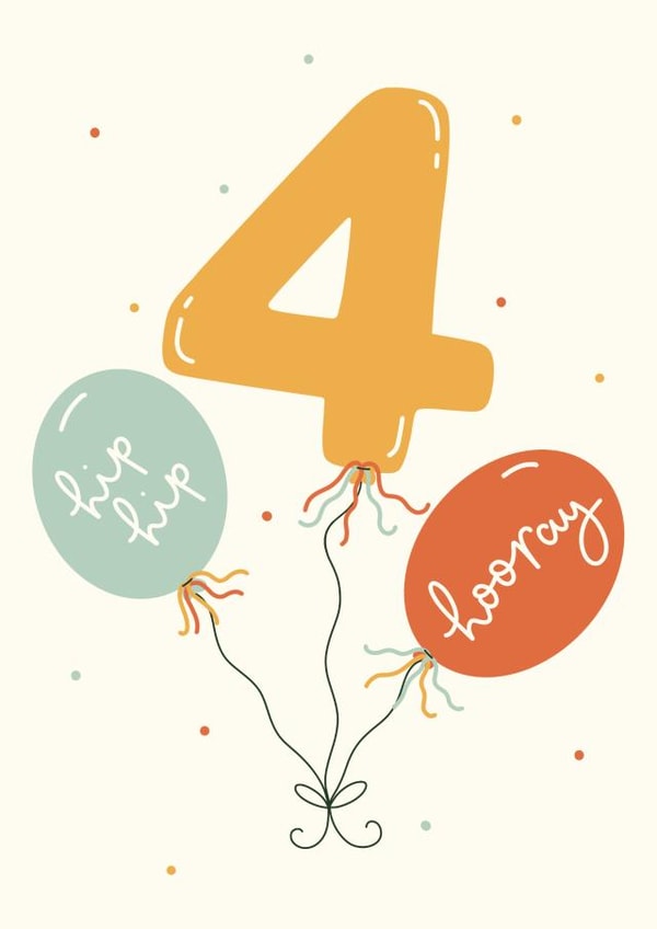 Cute 4th Birthday Card - Hip Hip Hooray created by Abbie Imagine