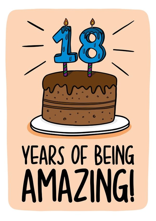 Cute 18th Birthday Card - 18 Cake Card created by TeePee Creations