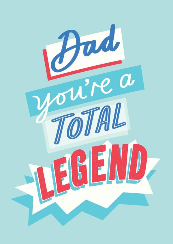 Typographic Father's Day Card - Dad - Total Legend created by Jane Katherine Houghton