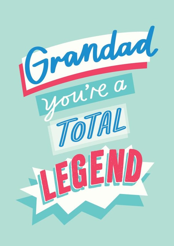 Typographic Father's Day Card - Grandad - Total Legend created by Jane Katherine Houghton