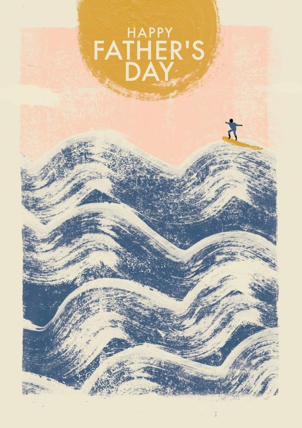 Classic Father's Day Card - Surfing Illustration created by Rebecca Prinn