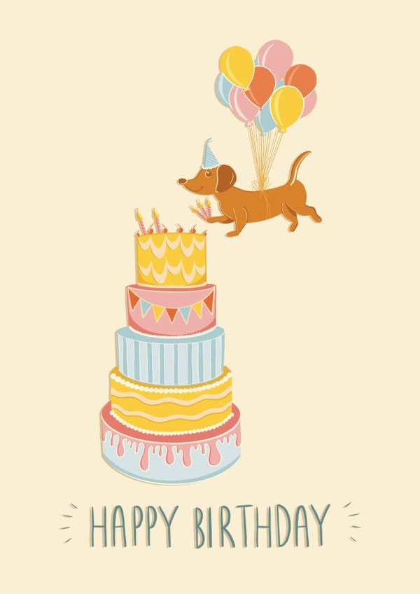 Cute Fun Birthday Card For Sausage Dog Lovers created by Emily Caroline 