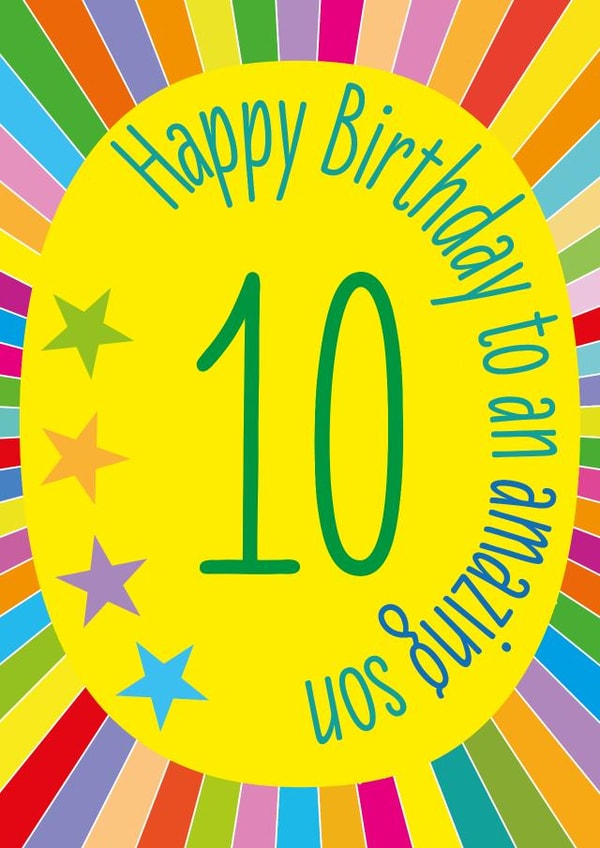 Colourful Birthday Card - 10th - For Son created by size3art