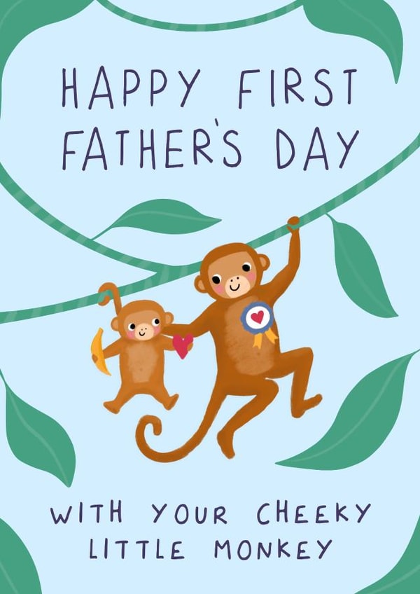 Cute First Father’s Day Card - Cheeky Little Monkey - to Daddy from Baby created by Painted Parasol Studio