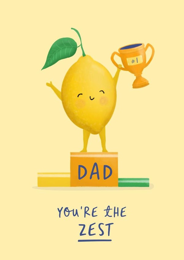 Cute Father’s Day Card - Lemon Pun - You’re The Zest created by Painted Parasol Studio