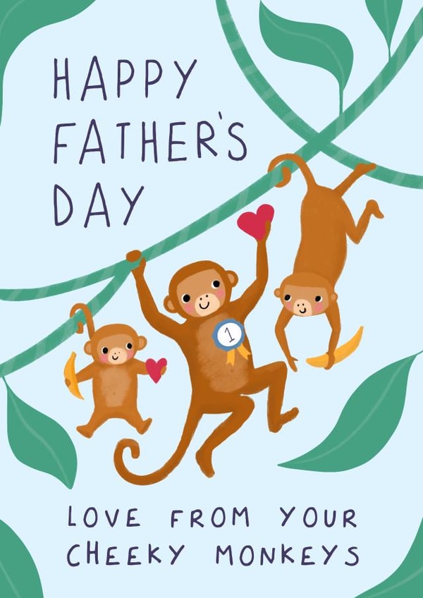 Cute Father’s Day Card - Cheeky Monkeys - From the Kids created by Painted Parasol Studio