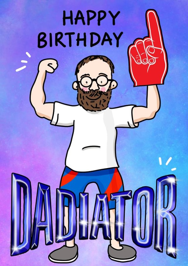 Funny Birthday Card - for Dad - Gladiators created by Rosie Johnson Illustrates
