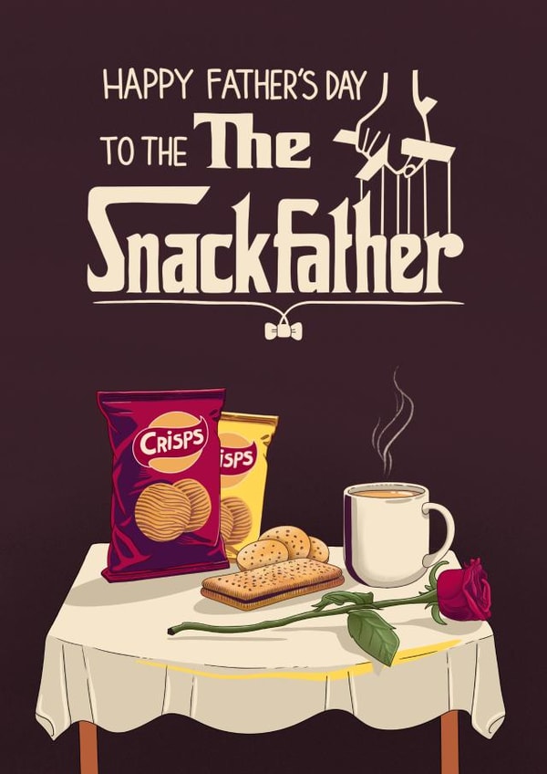 Fun Father's Day Card - The Snackfather - The Godfather theme created by Kasia Cards