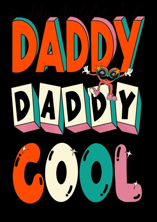 Retro Father’s Day Card - Daddy, daddy Cool - 70s - Boney M created by Kasia Cards