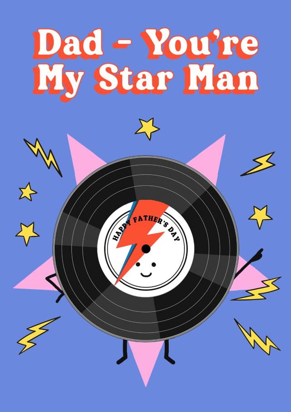 Retro 70's Father's Day Card - David Bowie - Star Man created by Of Life & Lemons Ltd.