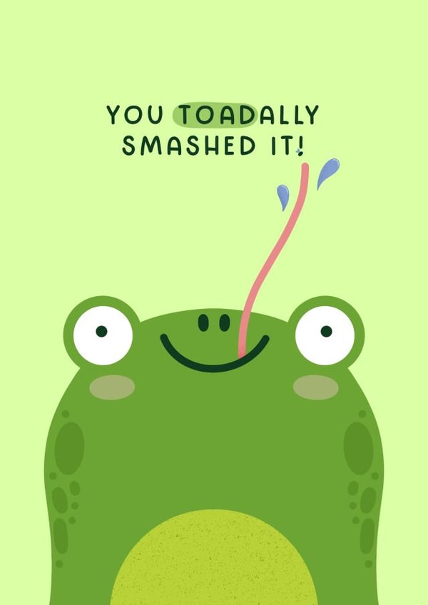 Punny Congratulations Card - Toadally Smashed It - You did it! created by Joanne Hawker