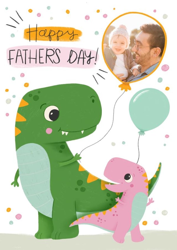 Cute Fathers Day Photo Card - Cartoon Dinosaur created by Hollie McManus Illustration