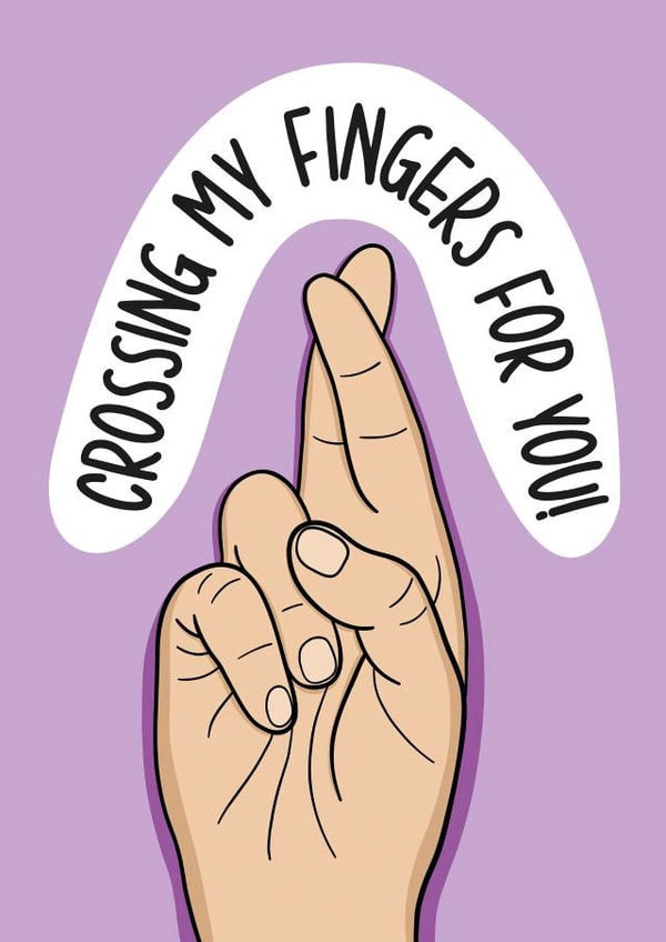 Crossing Fingers Card - Cute Good Luck Card created by TeePee Creations