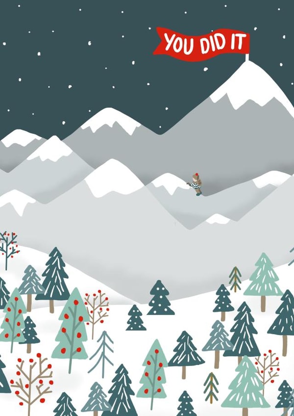 Cute Congratulations Card - Climbed The Mountain - You Did It! created by Kathrin Legg