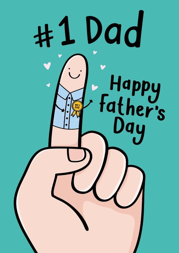 No1 Dad Father's Day Card - Funny - Finger Drawing created by Fliss Muir