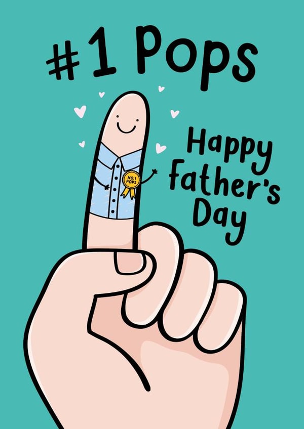No1 Pops Father's Day Card - Funny - Finger Drawing created by Fliss Muir