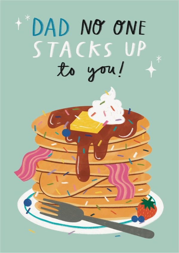 Cute Father's Day Card - Pancakes Pun - No One Stacks Up To You created by Alice Mole Illustration
