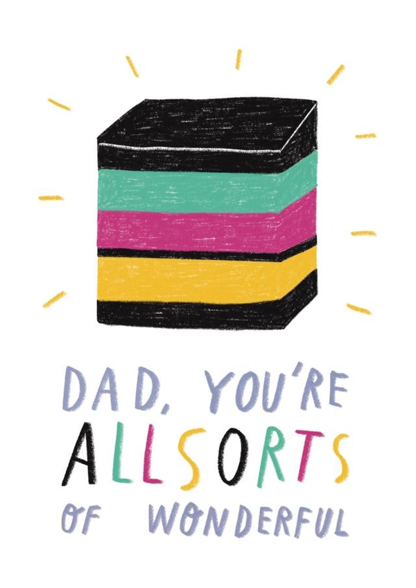 Cute Father's Day Card - Liquorice Allsorts Pun created by Alice Mole Illustration