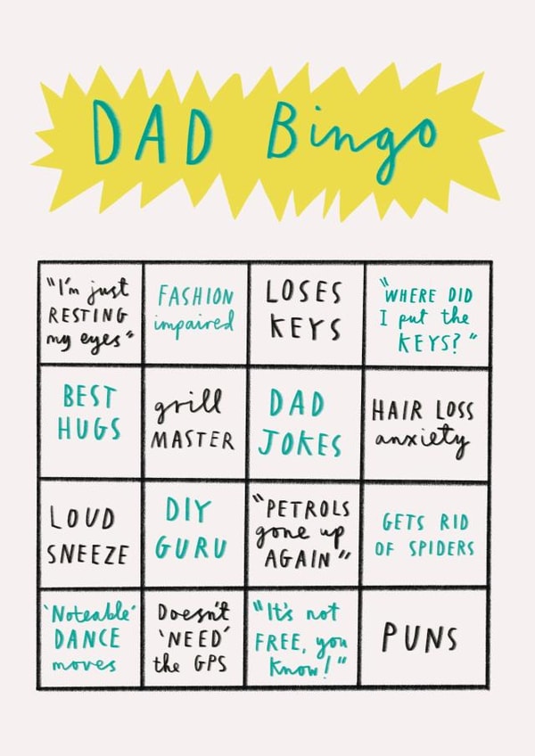 Funny Father's Day Card - Dad Bingo created by Alice Mole Illustration