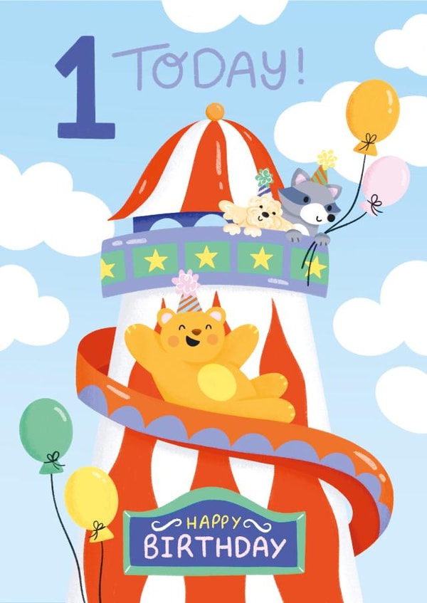 1st Birthday Card for a Boy or a Girl | Gender Neutral Children's Birthday created by Ricicle Cards